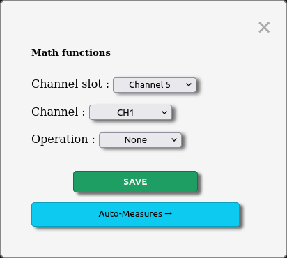 Math functions sub-menu