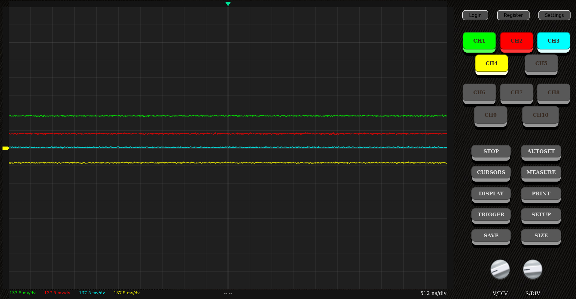Oscilloscope screen in large size.