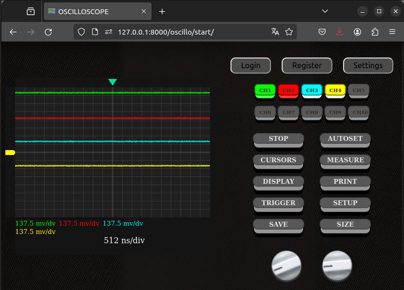 Oscilloscope screen in tiny size.